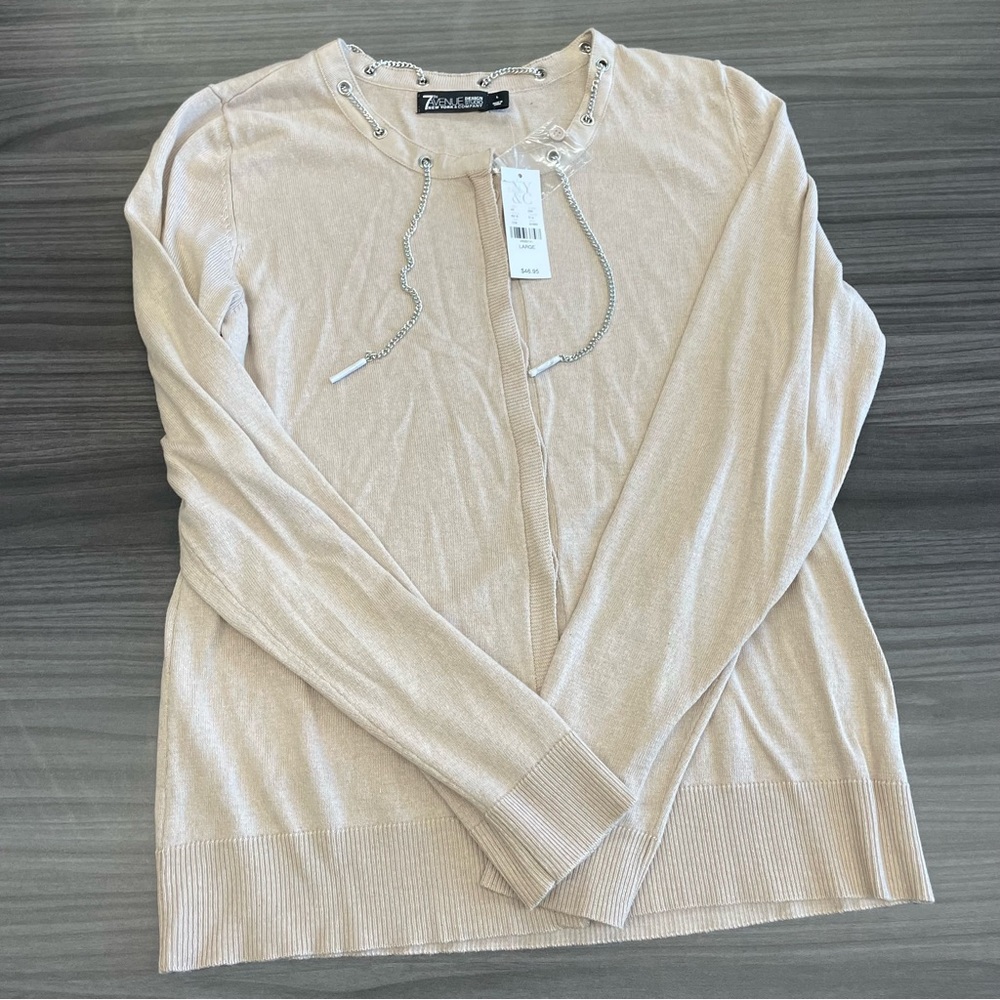 NY & Co BNWT Sweater Beige silver chain Cardigan